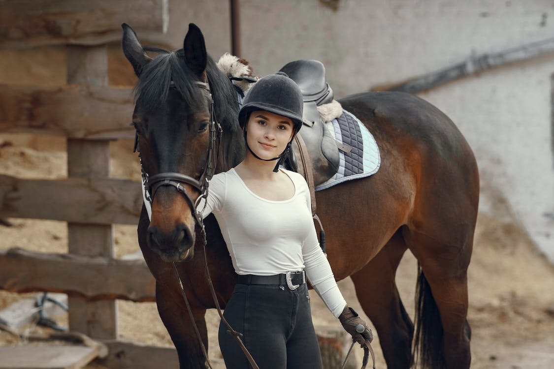 Jinete y caballo preparados preparados para hacer turismo rural en la Sierra de Madrid