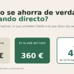 Ejemplo ilustrativo: 400 € en la plataforma frente a 360 € en la web del hotel, un ahorro de 40 €